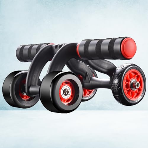 Automatic Rebound Four-wheel Fitness Device with Knee Pad, Silent Abdominal Muscle Roller for Household Core Strength Training and Equipment