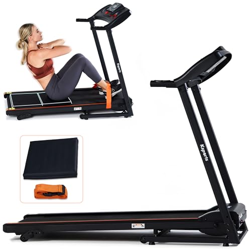 Foldable 16.5 Inch Cardio Fitness Portable Treadmill with Bluetooth Connectivity, LCD Display, and Tracking Apps for Home Gym Equipment, Black - color: Black Medium Large