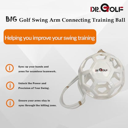 Dr. Golf Big Swing Training Ball - Muscle Memory Trainer for Perfect Arm-Hand Sync, Develop a Connected Golf Swing & Reduce Arm Separation - color: Black