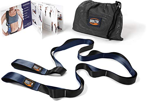 Brazyn Mobility Stretching Strap | Multi-Functional 12-Loop Strap for Stretching, Yoga, Physical Therapy, Pilates, Dance and Gymnastics - color: Navy