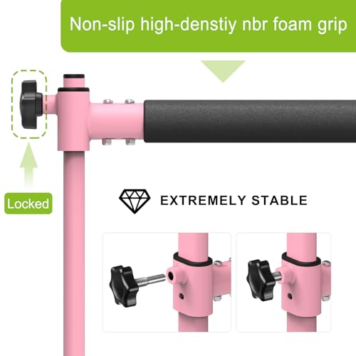 Dolibest Freestanding Ballet Bar, Height Adjustable Ballet Bar, Heavy Duty Dance Bar, with Non-Slip Rubber Pads, Enhanced Stability, Dance/Yoga/Fitness Stretching Bar, Ideal for Kids and Adults - color: Pink- 4ft Steel Cross Bar+ Black Foam