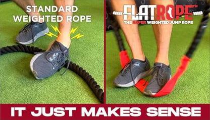 Patented FLATROPE 5lb Weighted Jump Rope, Heavy Flat-Mesh Design to Reduce Ankle Injury, Adjustable Strength-Training Rope for Muscle Building, Conditioning & HIIT, Home Gym Fitness Equipment for CrossFit, HYROX, Spartan, DEKA Athletes - color: Black, siz