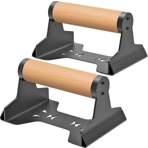 SELEWARE Wood Push Up Bars Steel Calisthenic Parallette Bars Handstand Bars - color: C: Wood Grip (7.3"L x 4"H)