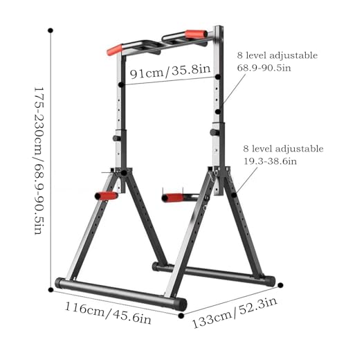 Freestanding Pull Up Bar Foldable Power Tower Dip Station Adjustable Dip Bar Strength Training Equipment For Home Gym Support 1100lbs Black
