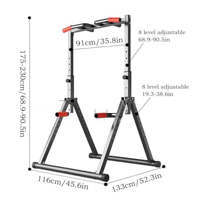 Freestanding Pull Up Bar Foldable Power Tower Dip Station Adjustable Dip Bar Strength Training Equipment For Home Gym Support 1100lbs Black