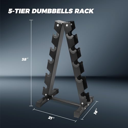 RitFit Rubber Hex Dumbbell Set with Storage Weight Rack - style: 300 LBS (10-50LB)