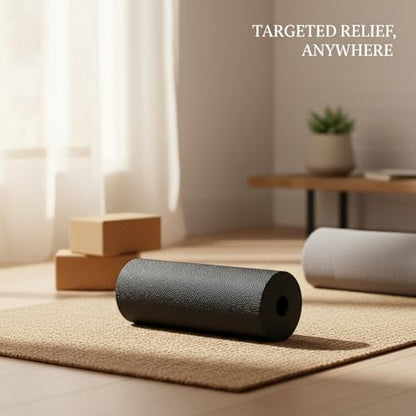 Mini Hollow EPP Foam Roller, 5.9 x 2.0 Inch Portable Exercise Tool for Travel, Gym, and Yoga (Black)