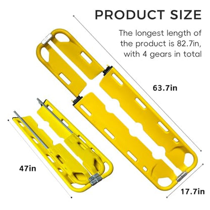 Folding Medical Scoop Stretcher, Patient Transfer Board with Adjustable Length and Safety Straps, 350 Lb Capacity, PE Emergency Rescue Equipment