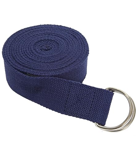Everyday Yoga Strap with Metal D-Ring Athletic Stretching, 6ft/8ft/10ft - color: True Navy, size: 10 Foot