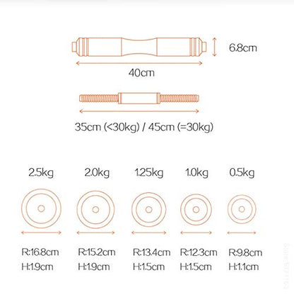 Dumbbells Gym Weights Dumbbell Set Fitness Equipment Adjustable Training Barbell for