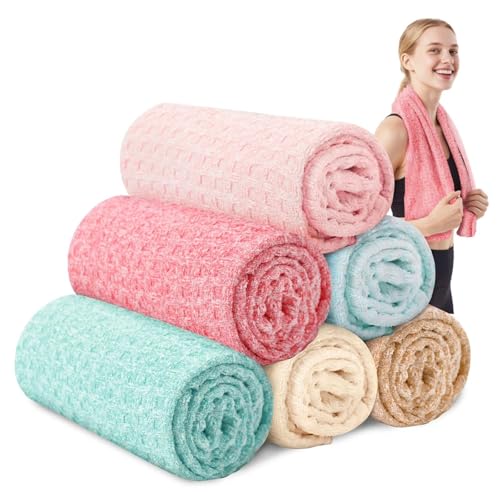 Microfiber Gym Towels for Showering Working Out Quick Dry Negative ions Large Middle Small Sizes Lightweight Gym Towel for Men Women Tennis Sports Towels for Body Hot Yoga Fitness Essentials - color: Pink/Yellow/Blue/Red/Teal/Brown, size: 14 inch X 40 inc