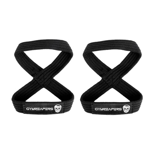Gymreapers Figure 8 Lifting Straps For Deadlift, Powerlifting, Strongman, & Cross Training Strong Weightlifting Wrist Straps For Men, Women - color: Black, size: Large