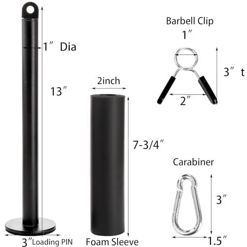 Weight Loading Pin for 1 Inch Standard and 2 Inch Weight Plate, Loading Pin with Heavy Duty Carabiner for Cable Pulley System LAT Pulldown Home Gym Workout Equipment