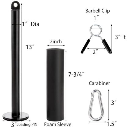 Weight Loading Pin for 1 Inch Standard and 2 Inch Weight Plate, Loading Pin with Heavy Duty Carabiner for Cable Pulley System LAT Pulldown Home Gym Workout Equipment