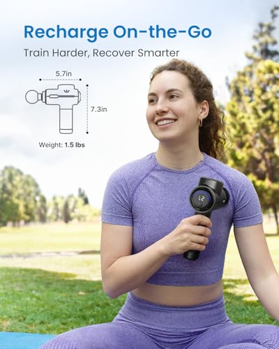 RENPHO Active+ Percussion Massage Gun, Fathers Day Dad Gifts, 5 Adjustable Speeds for Back, Neck, Muscle Recovery - App Controlled Guided Courses, Carry Case for Professional Athlete, Gym and Travel - color: Matte Black