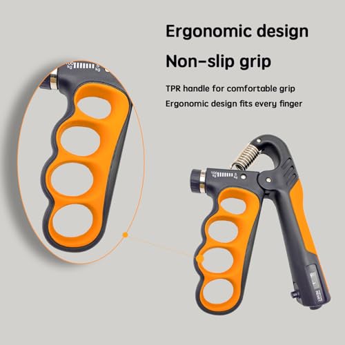Grip Strength Trainer, Hand Grip Strengthener, Forearm Strengthener, Adjustable Resistance 11 Lbs - 220 Lbs, Ergonomic Design - color: yellow