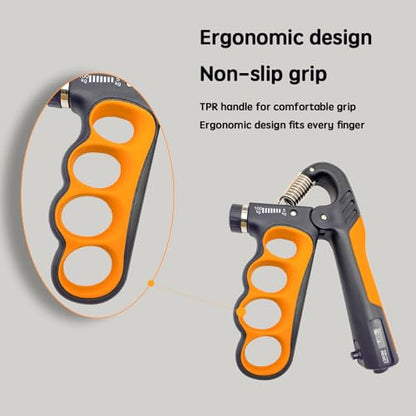 Grip Strength Trainer, Hand Grip Strengthener, Forearm Strengthener, Adjustable Resistance 11 Lbs - 220 Lbs, Ergonomic Design - color: yellow