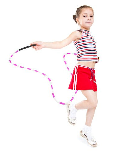 Jump Rope with Plastic Beaded Segmentation - color: Red/White/Blue