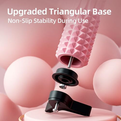 Foam Roller with Stand - Bracket Foam Roller for Back Pain, 21 inch Trigger Point Deep Tissue Massage Roller, Medium Density Grid Bracket Foam Rollers, Leg Roller for Muscles Deep Tissue - color: Pink