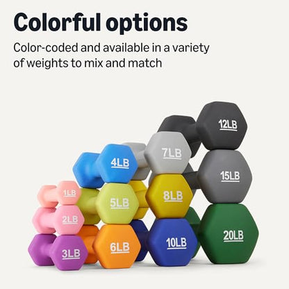 Amazon Basics Neoprene Dumbbell Hand Weights for Exercise and Muscle Toning - style: 8 Pound, Pair