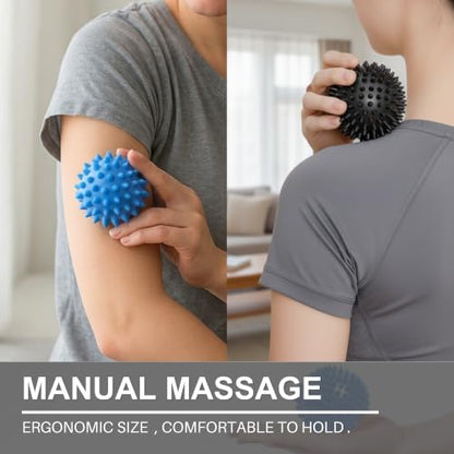 LEZER Spiky Massage Ball, Trigger Massage Point, Plantar Fasciitis, Deep Tissue Myofascial Release Tool, Foot Massager, Muscle Knot Relief, Physical Therapy, 3.5 in（Black） - style: 02－3.5 in