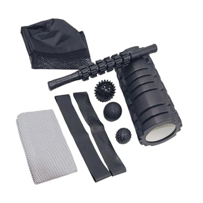 Complete Yoga Accessories Set: Foam Roller, Massage Stick, Resistance Band for Muscle Recovery Presentation Stretching Drum with Massage Ball