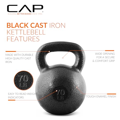 CAP Barbell Cast Iron Kettlebell - Singles and Sets, Multiple Weight Choices - size: 70 pounds