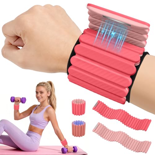 Abahub Adjustable Wrist & Ankle Weights 2Pack, Wearable Silicone Weighted Bracelet for Women, Arm Leg Weights for Home Gym Workout, Jogging, Yoga & Pilates - color: Magnetic Double Pink, size: 4.4LB Pair (2.2LB Each)