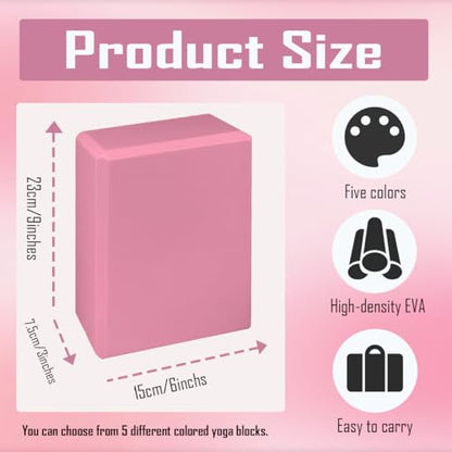 5 Pcs Foam Yoga Blocks,Eva Yoga Blocks Bulk,Colorful Non-Slip and Sturdy Foam Yoga Block for Stretching,Pilates,Men and Women Flexibility Training