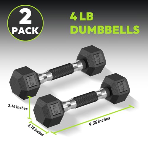 HANDBODE Hex Dumbbell Set 2.5-65 lb, Rubber Encased Hex Dumbbells for Home Gym, Weights Dumbbells Set of 2 Hand Weights for Strength Training & Fitness Exercise - size: 4 lb, Pair, style: Comfort Grip