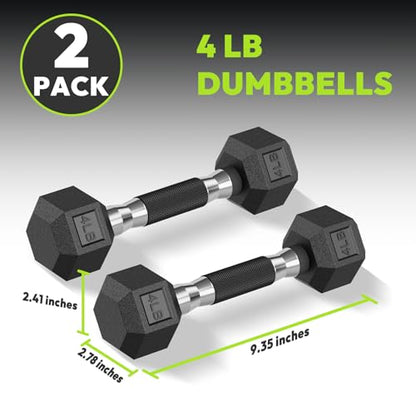 HANDBODE Hex Dumbbell Set 2.5-65 lb, Rubber Encased Hex Dumbbells for Home Gym, Weights Dumbbells Set of 2 Hand Weights for Strength Training & Fitness Exercise - size: 4 lb, Pair, style: Comfort Grip