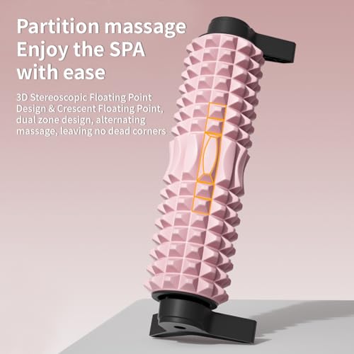 New Upgrade Bracket Foam Roller with Stand for Back Leg Pain, 21 Inch Firm Deep Tissue Muscle Massager for Sore Muscles (Pink) - color: Pink