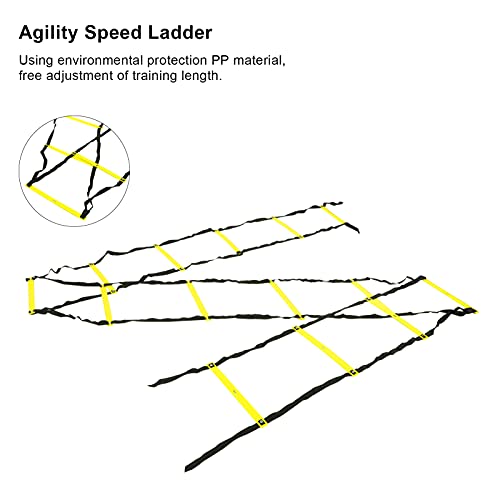 7M 14 Rung Fixed Agility Speed Ladder, Training Ladder for Soccer Football Fitness, Adjustable Length PP Agility Ladder with Non - Slip Design for Athletes and Coaches - color: Yellow