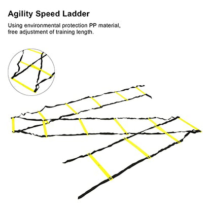 7M 14 Rung Fixed Agility Speed Ladder, Training Ladder for Soccer Football Fitness, Adjustable Length PP Agility Ladder with Non - Slip Design for Athletes and Coaches - color: Yellow