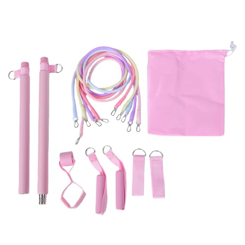 ZJchao 13 Pcs Fitness Resistance Band Set, Arm Exercise Band Resistance Tube Pull Up with Alloy Connectors Foam Padded Door Anchor for Home Strength Training Pilates Workouts - color: Pink