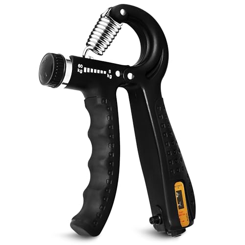 Hand Grip Strength Trainer with Adjustable Resistance 10-130lbs (4.5-59kg), Forearm Hand Grip Strength Exerciser for Muscle Building, Injury Recovery, and Therapy Stress Relief, Black