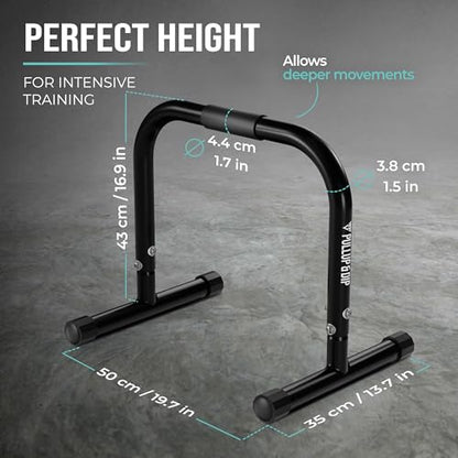 PULLUP & DIP Fitness Parallettes, Medium Parallette Bars For Calisthenics, Crossfit & Gymnastics, Handstand Bars With Extra Wide Handle & No Wobbling