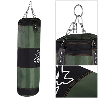 Empty Training Boxing Sandbag Hook Kick Punching Bag for Karate Fight Practice with Chain and Zipper Seal - color: Green, size: 1m/3.3ft