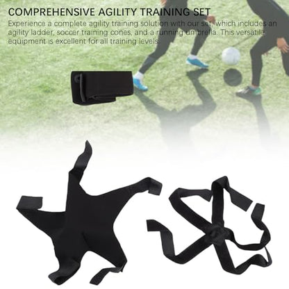 Agility Ladder Speed Training Equipment Set with Soccer Cones Running Umbrella Football Fitness Training Gear for Athletes Adults Teens in Gym Park Backyard Plastic Nylon Material