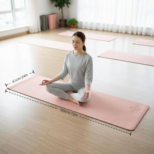 Extra Thick Yoga Mat 0.315 Inch, Non Slip 72x24 Inch, POE Eco Friendly Cushioned Mat for Home Gym Yoga Pilates Men Women - color: Pink + Navy Blue