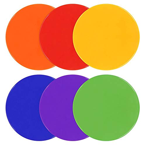 4 Inch & 9 Inch Poly Spot Markers for Gym Floor, Non-Slip Rubber Floor Dots Flat Cones, 6/12/24/60Pcs Agility Markers for Soccer, Basketball, PE Training, Dance & Classroom Activities