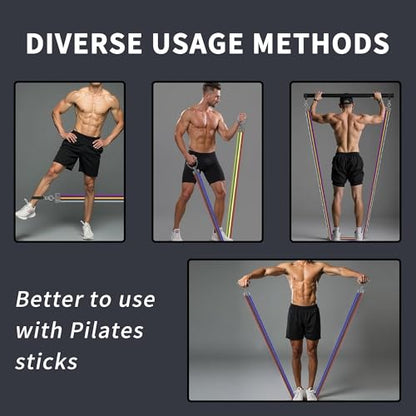 Resistance Bands Set 17 Piece - Exercise Tubes with Handles, Door Anchor, Ankle Straps & Carry Bag - Home Workouts & Muscle Toning