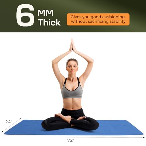 U&M Yoga Mat Non Slip, 0.24" Thick 72"x24" TPE Yoga Mats for Women Men, Anti-Tear Exercise & Fitness Mat with Carrying Strap, Workout Mats for Yoga, Pilates and Floor Exercise