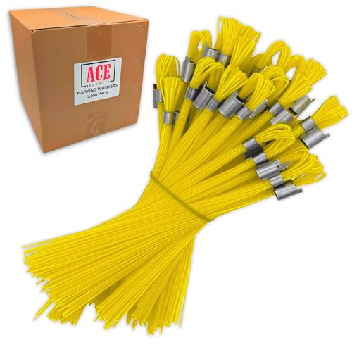 ACE Supply Yellow Marking Whiskers - 1000 Pack - Durable Marking Whisker Set - Use Survey Whiskers As Survey Stakes, Construction Markers, Or Trail Markers - color: Yellow, size: 1000 Pack