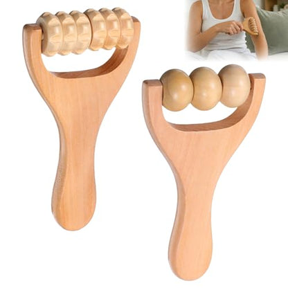2pcs Wooden Massage Roller,Foot Roller,Wooden Rollers For Massage,Wood Therapy Massage Tools,Muscle Roller,Wood Bead Massage Roller Stick,Manual Massage Roller Tool For Body Care And Relaxation