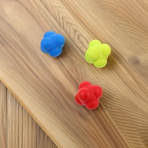6Pcs Reaction Training Balls for Sports Fitness, 5.5Cm Hexagon Agility Coordination Balls in Red Yellow Blue, Reflex Speed Training Tool for and Adults Indoor Hand-Eye Coordination