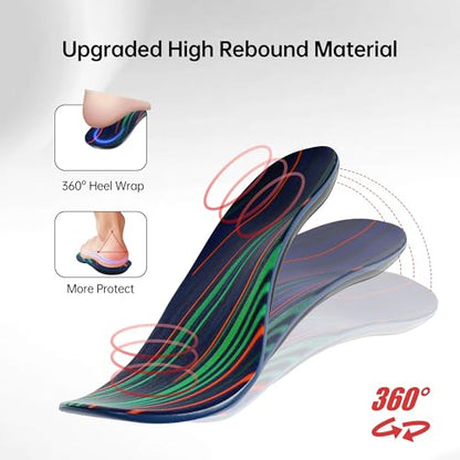 Heavy Duty 220lb+ Plantar Fasciitis Insoles for Men Women,Orthotic Insers Arch Support for Pain Relief,Work Boot Insoles for High Arch &Flat Feet