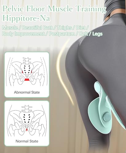 Pelvic Floor Exercise Device Available in 35 lb and 49 lb Resistance, Kegel and Inner Thigh Muscle Trainer, Home Workout Equipment for Postpartum Recovery, Women and Men, with Band - color: Light Green
