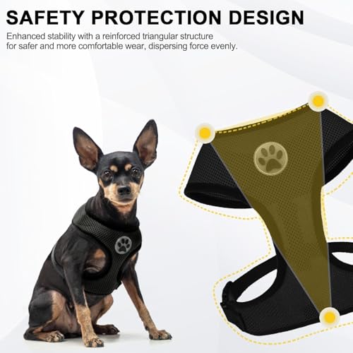 BINGPET Small Dog Harness, No Pull Step-in Puppy Pet Vest, Black - color: Black, size: XS (NECK: 10", CHEST: 10"-14")