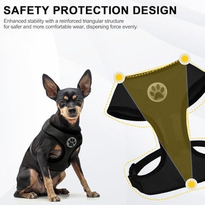 BINGPET Small Dog Harness, No Pull Step-in Puppy Pet Vest, Black - color: Black, size: XS (NECK: 10", CHEST: 10"-14")
